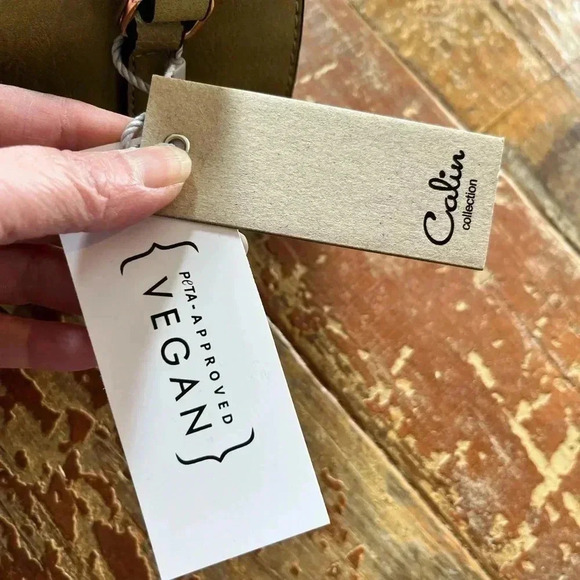 Mini satchel bag, vegan leather, green, optional chain strap, tassel detail NWT - Picture 5 of 5